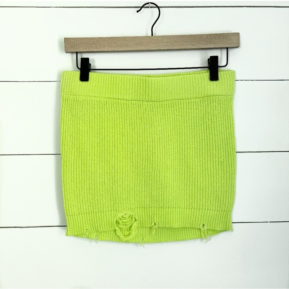 NWT SER.O.YA x Revolve neon green tube top with distressed bottom sz small